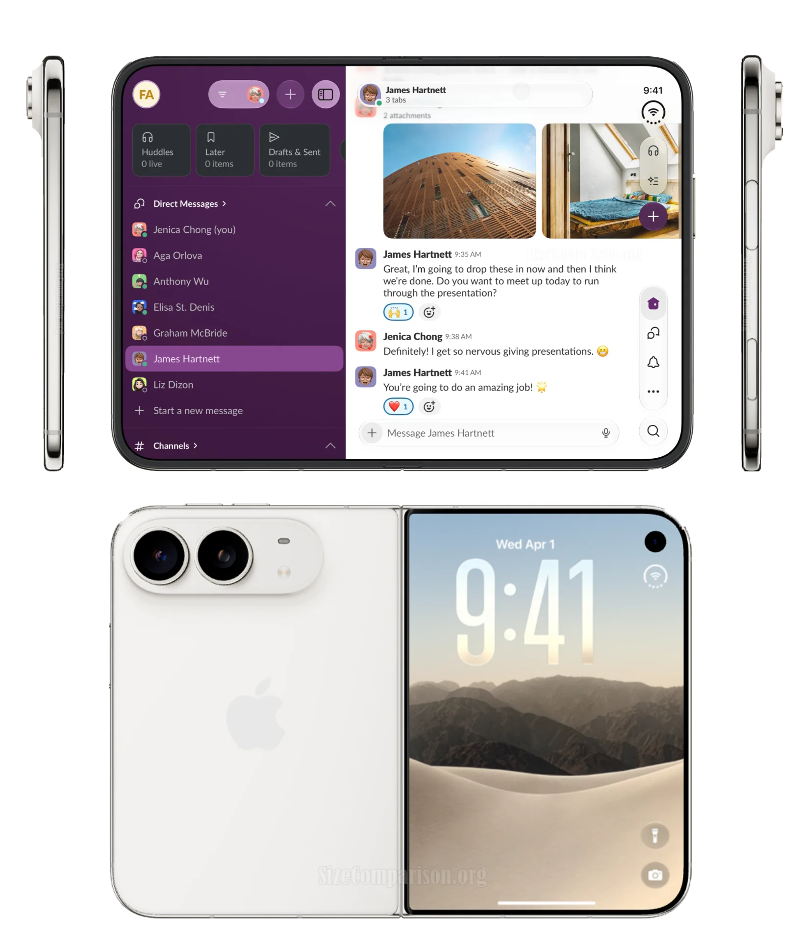 Mehransichten-Produktblatt iPhone Duo aufgeklappt